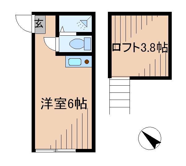 ユナイト元住吉レイチェルの丘(ワンルーム/1階)の間取り写真