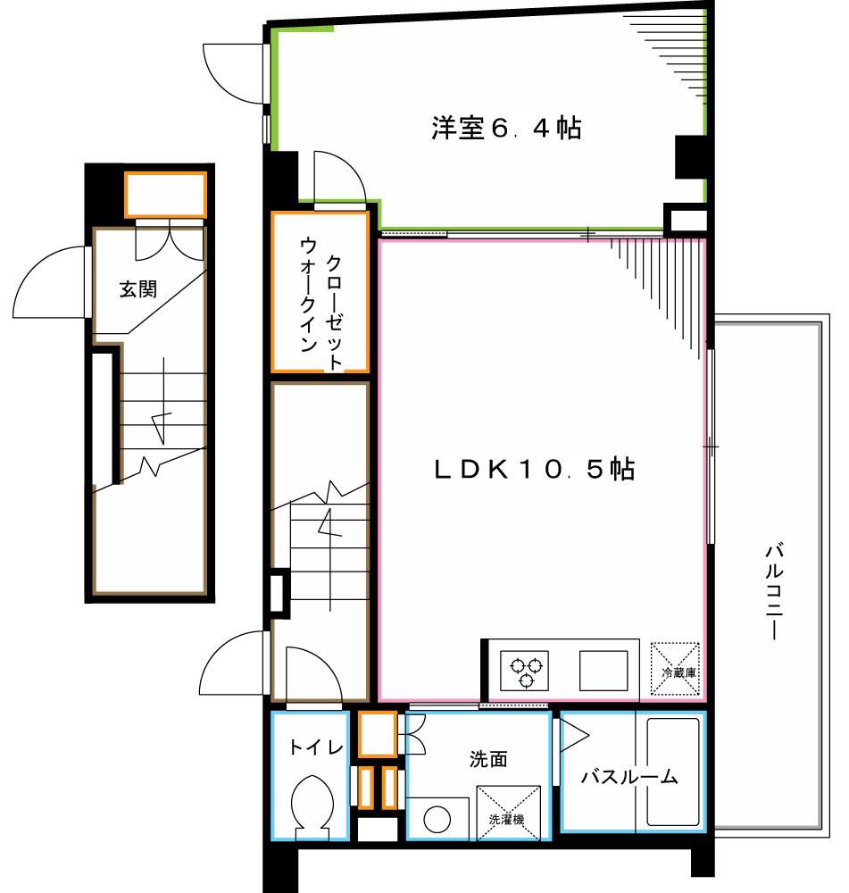 ラクラス下井草(1LDK/4階)の間取り写真