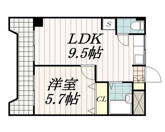 サンシティ末広(1LDK/4階)の間取り写真