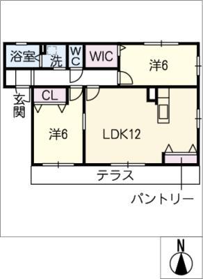 ウイングヒルズ 壱番館(2LDK/2階)の間取り写真