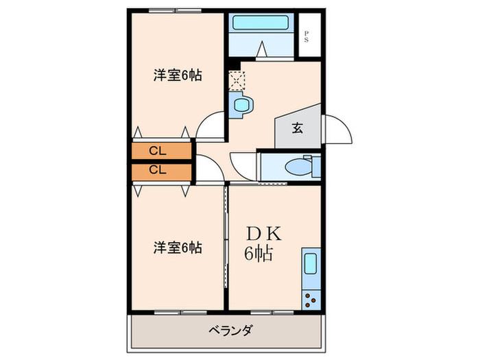 メゾン・ド・ビュー(2DK/4階)の間取り写真