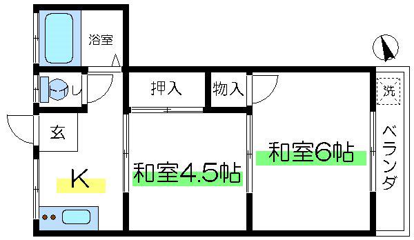 共栄荘(2K/2階)の間取り写真