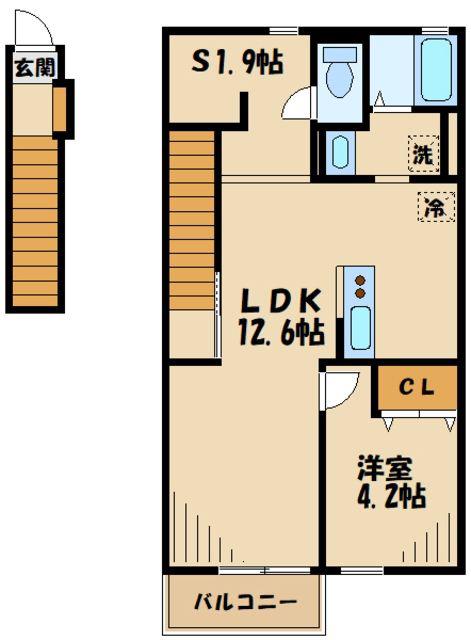 デュラ・カーサ根光(1SLDK/2階)の間取り写真