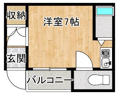 カレッジハウスニシガミIII(ワンルーム/1階)の間取り写真