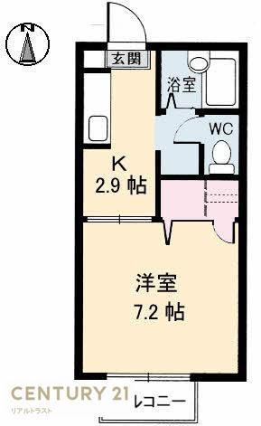 サンホープ21(1K/2階)の間取り写真