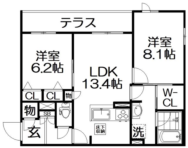 シャーメゾン スターセント(2LDK/1階)の間取り写真