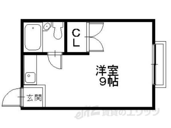 城陽ハイツ(ワンルーム/1階)の間取り写真