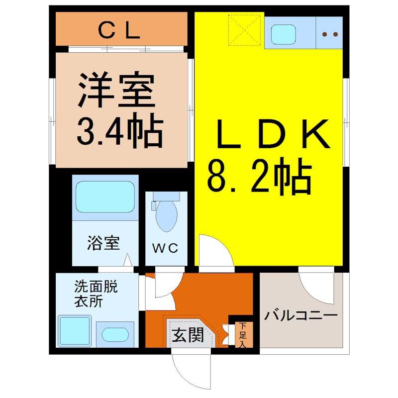 SOLTERCER鳴海(1LDK/2階)の間取り写真