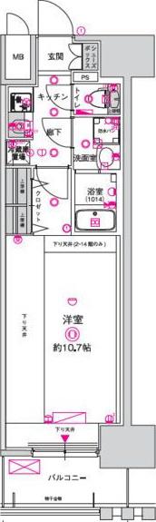 CRESTTAPP金山(1K/13階)の間取り写真