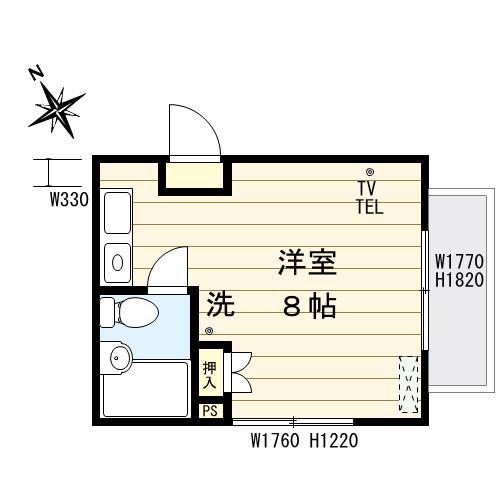ＪＲ岩徳線 周防花岡駅 徒歩30分 2階建 築34年(ワンルーム/2階)の間取り写真