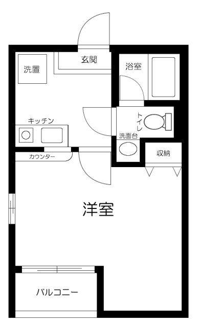 HAKUSUI幕張(1K/3階)の間取り写真