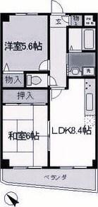 中西駅前ビル(2DK/5階)の間取り写真
