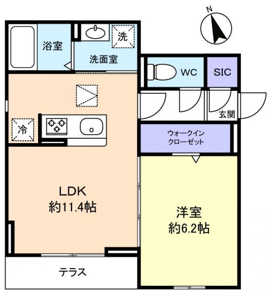 前原東2丁目PJ(1LDK/1階)の間取り写真