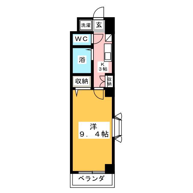 ビアンジュール(1K/4階)の間取り写真