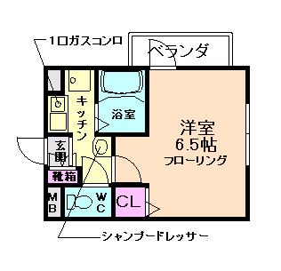 コーポ蛍池東(1K/2階)の間取り写真