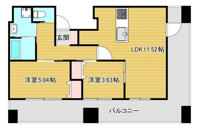 ルネ日本橋アネーロ(2LDK/14階)の間取り写真