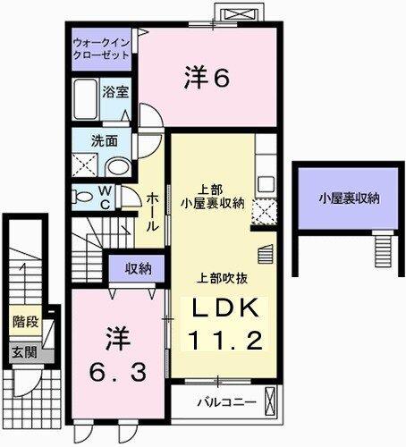 プルメリア II(2LDK/2階)の間取り写真