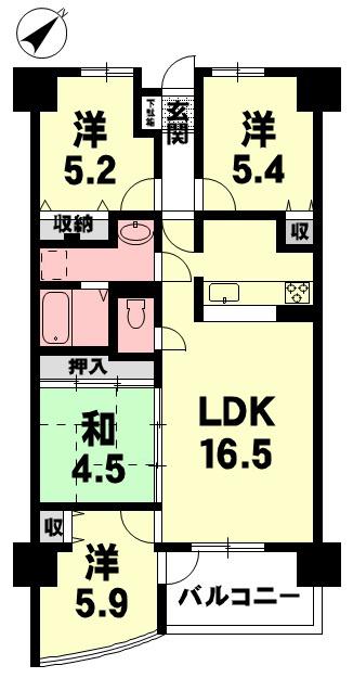 サンコート南草津(4LDK/6階)の間取り写真
