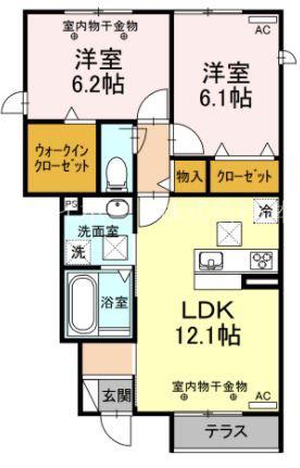 アンソレイエ(2LDK/1階)の間取り写真