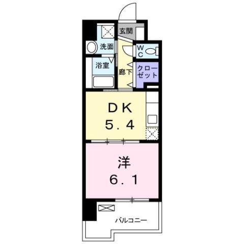 エミネンス駅南(1DK/6階)の間取り写真