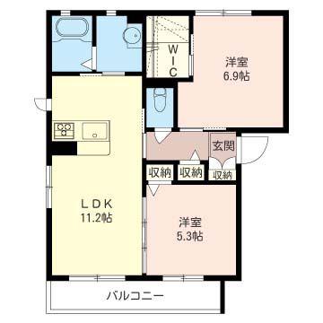 アイランドA棟(2LDK/2階)の間取り写真