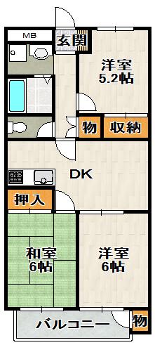 エクレールフジ(3DK/3階)の間取り写真
