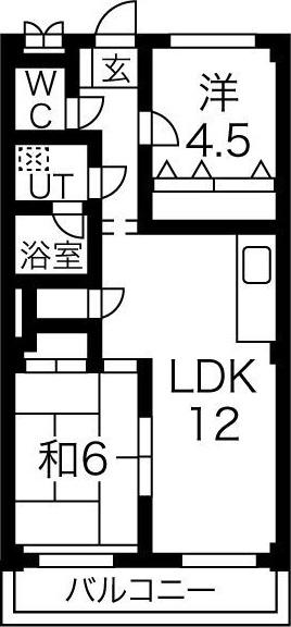 メゾン阪野(2LDK/4階)の間取り写真