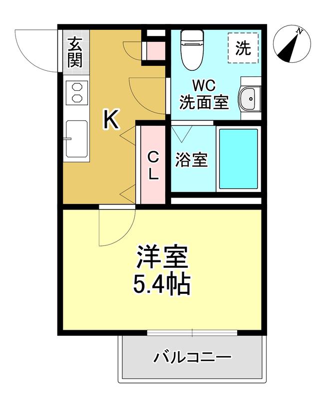 フルールエスカシワ(1K/2階)の間取り写真