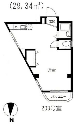 倉光ハイム(ワンルーム/3階)の間取り写真