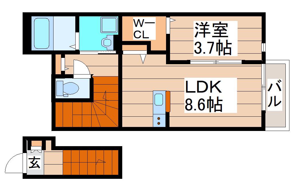 フォレストヒル国見(1LDK/2階)の間取り写真