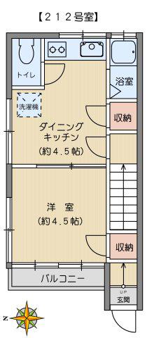 波多野荘(1DK/2階)の間取り写真