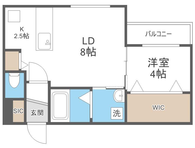 PRESCELTO朝日町(1LDK/2階)の間取り写真