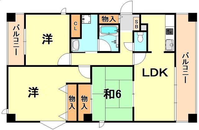 五色山アーバンリズ(3LDK/3階)の間取り写真