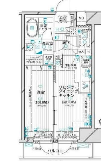 デュオ・スカーラ西新宿II(1LDK/5階)の間取り写真