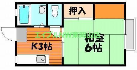 第二オリオンコーポ(1K/2階)の間取り写真