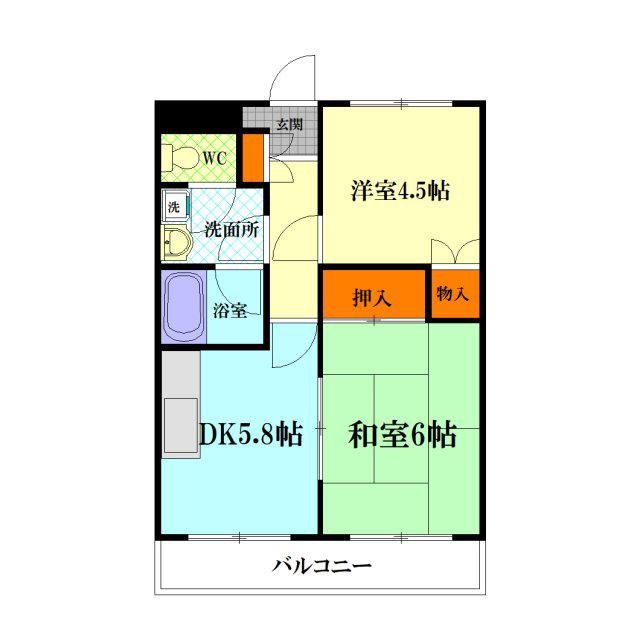 岩崎第2ビル(2DK/4階)の間取り写真
