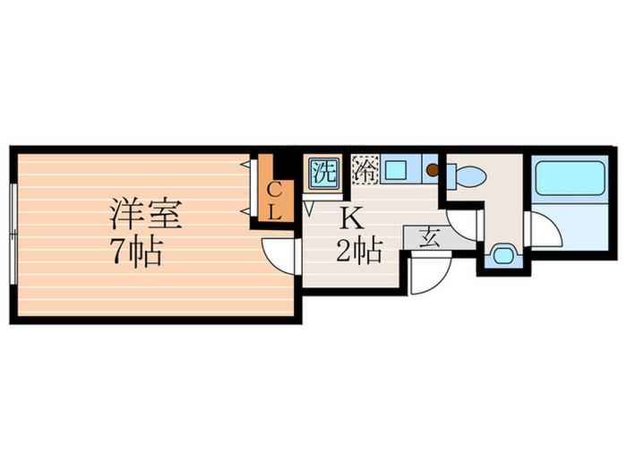 AXIS錦小路(1K/2階)の間取り写真