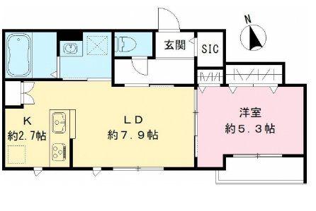 SERENO S. セレーノエス(1LDK/1階)の間取り写真