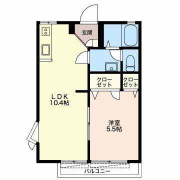 フレグランスかおりB(1LDK/1階)の間取り写真
