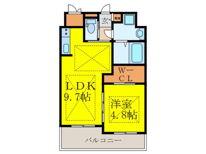 ノルデンハイム江坂III(1LDK/8階)の間取り写真