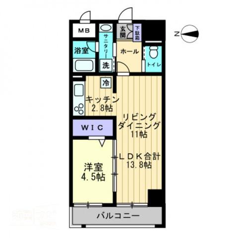 アルファレガロ中央町(1LDK/14階)の間取り写真