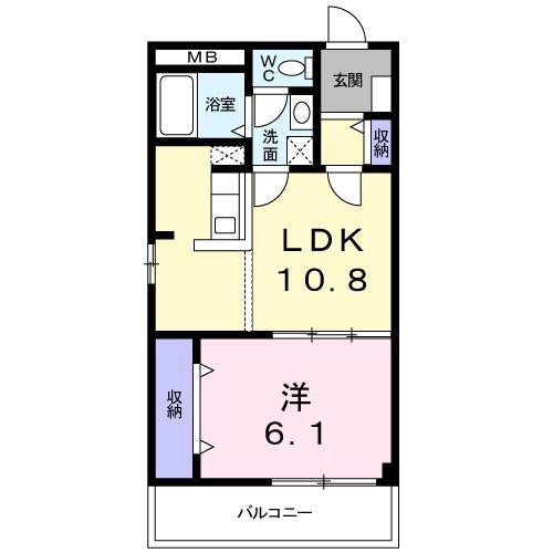 アドニス コート パートI(1LDK/4階)の間取り写真
