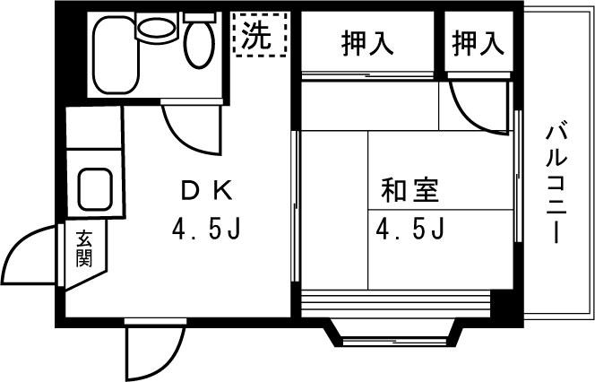 第3大久保ビル(1DK/3階)の間取り写真