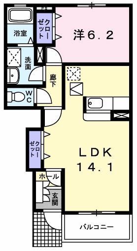 ベル・ル・ジャルダンII(1LDK/1階)の間取り写真