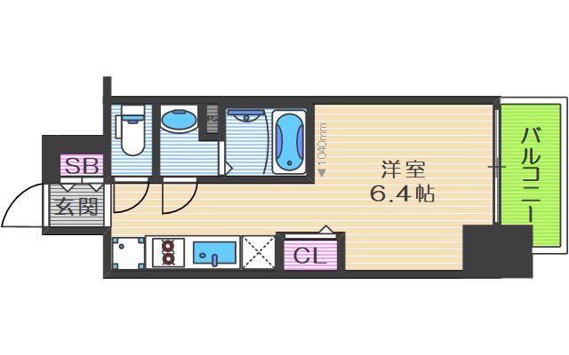 ララプレイス大阪福島アビリテ(1K/6階)の間取り写真