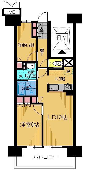 プラウド府中セントラル(2LDK/8階)の間取り写真