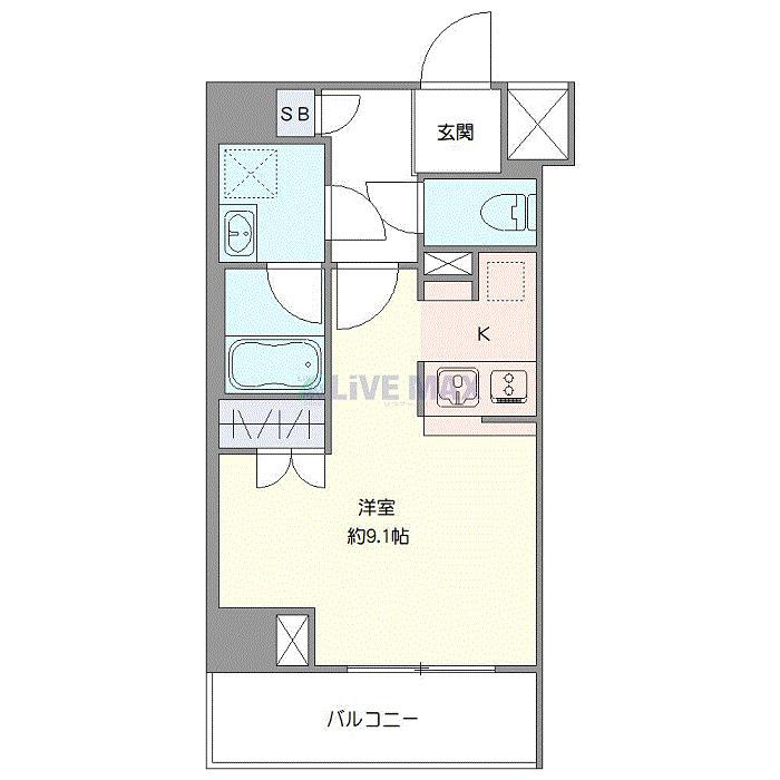 アンベリール王子II(ワンルーム/9階)の間取り写真