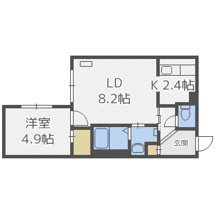 ブルーム14(1LDK/1階)の間取り写真