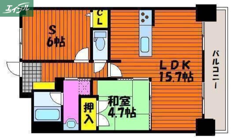 アルファステイツ岡山駅西(1SLDK/10階)の間取り写真