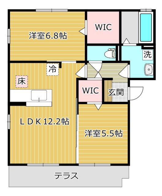 SIRIUS α棟(2LDK/1階)の間取り写真